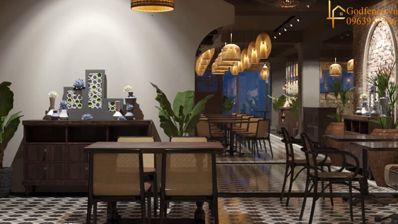 Thiết kế quán cafe nhà ống phong cách Indochine với nhiều chi tiết và đường nét cầu kỳ