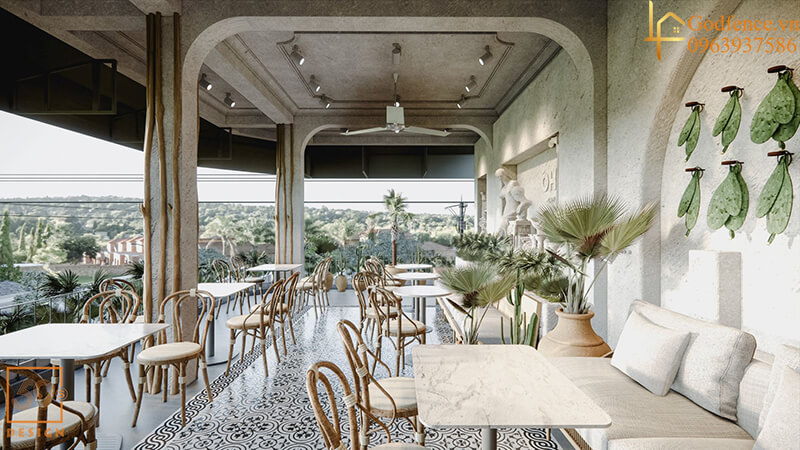 Thiết kế quán cafe theo phong cách Địa Trung Hải với lối kiến trúc độc đáo