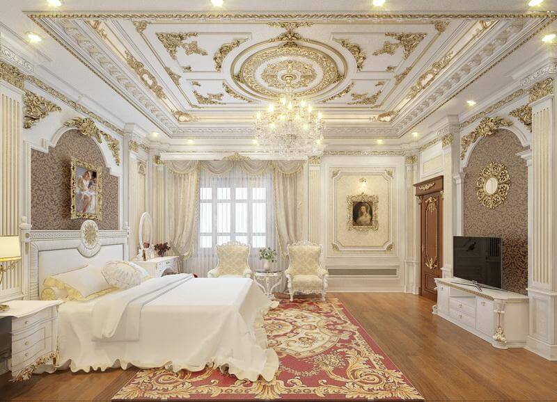 Thiết kế phòng ngủ mang phong cách cổ điển phù hợp với những không gian có diện tích rộng lớn